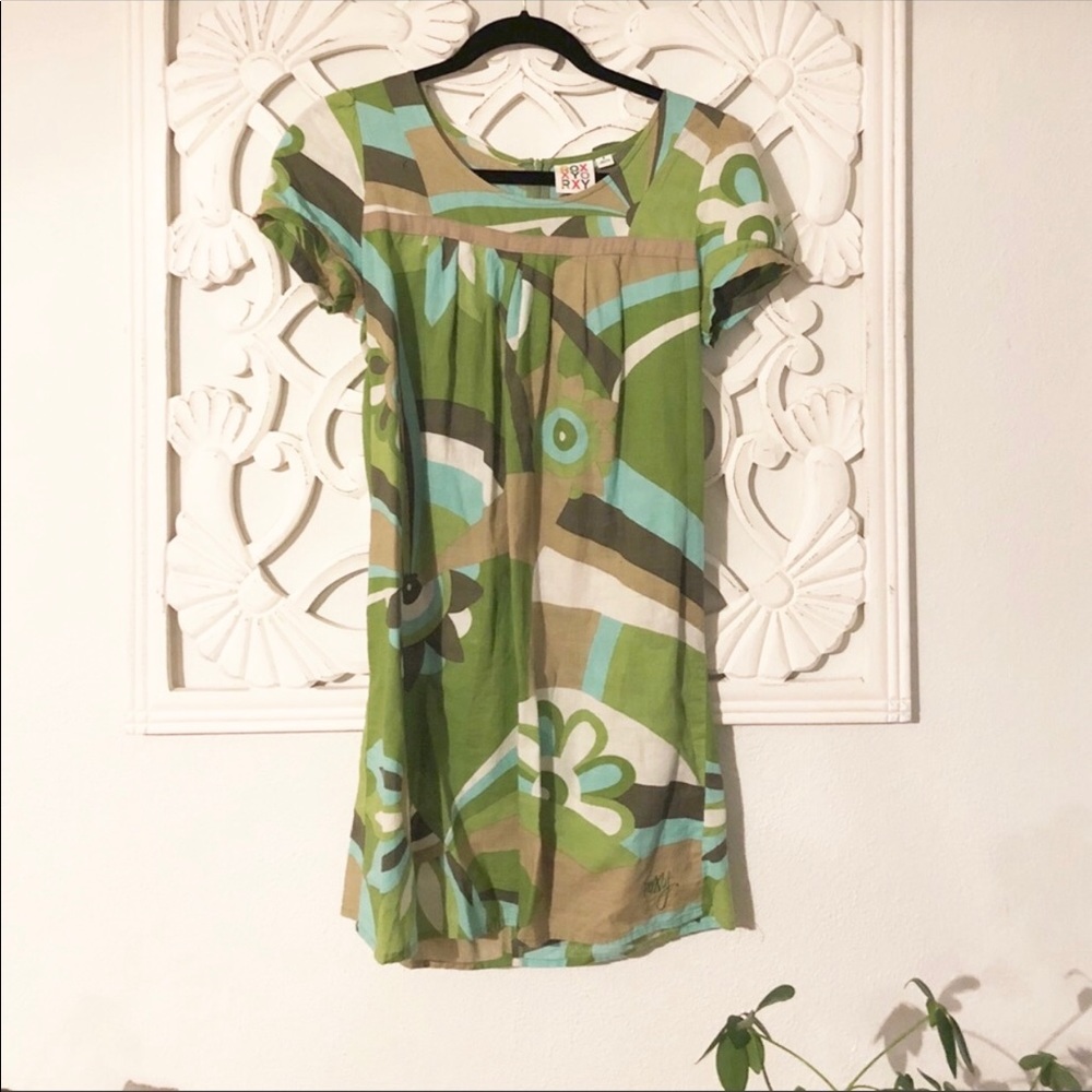 Roxy Green Boho Printed Dress
